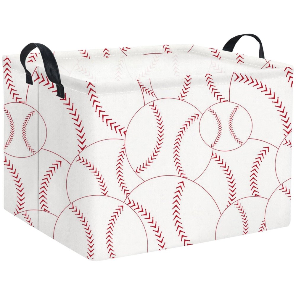 HIYAGON Rectangular Baseball Basket Kids Baby Nursery Storage Basket for Boys Baseball Room Decor Cute Toy Storage Organizer Bins Bedroom(Baseballs)