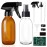 Tecohouse Glass Spray Bottles 4 oz, 2 Pack Spray Bottles for Hair Empty Refillable Fine Mist Sprayer with Labels, Funnel, Pipettes