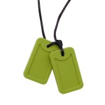 Sensory Chew Necklace for Kids and Adults, Silicone Dog Tag Pendant Chewy for Autism ADHD SPD PICA and Oral Motor Chewing Needs, Fidget Chewable Necklaces (Green)