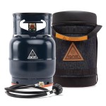 Ignik Refillable Gas Growler Deluxe 5-Pound Empty Propane Tank with Carry Case and Adapter Hose, Arctic Case/Blue Tank