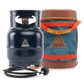 Ignik Refillable Gas Growler Deluxe 5-Pound Empty Propane Tank with Carry Case and Adapter Hose, Mountain Case/Blue Tank
