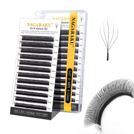 NAGARAKU 5D W Shape Eyelash Extension VERSION 2.0 lash Supplies Natural Soft Volume 0.07mm D curl 8-12mm Mix Premade Fans PBT Matte Black Cluster W Lash Easy Fanning False Lashes yy Lashes