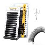 NAGARAKU 5D W Shape Eyelash Extension VERSION 2.0 lash Supplies Natural Soft Volume 0.07mm D curl 12mm Premade Fans PBT Matte Black Cluster W Lash Easy Fanning False Lashes yy Lashes