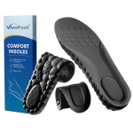 VivoFoot 2 Pair Foam Insoles, 4D Cloud Soles, Anti-Fatigue Pain Relief Work Sports Running Comfort Shoe Inserts, Trim to Fit Replacement Pads for Men Women(Men 7-11,Black)