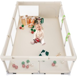 Fodoss Baby Playpen, 71x47inch Large Playpen for Babies and Toddlers, Indoor & Outdoor Play Yard, Baby Fence Play Area