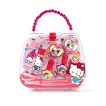 Lip Smacker Hello Kitty Nail Polish & Flavored Lip Balm Makeup Tote - Moisturizing Balms, Colorful Nail Polishes, Sanrio Accessory Ring, Stylish Tote Bag, Perfect Glam Gift for Hello Kitty Lovers