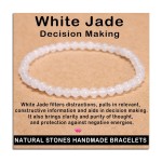 AD Beads Handmade Gemstone Stretch Elastic Bracelet Crystal Healing Reiki Nature\'s Beauty and Spiritual Essence Unisex (4mm, White Jade (Decision Making))