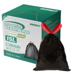 SWIHELP Drawstring Trash Bags 280 Counts 4 Gallon Garbage Bags 15 Liters Plastic Trash Can Liners Waste Basket Bin Liners