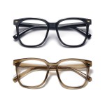 PANNER 2Pack Oversized Blue Light Blocking Glasses for Women Men Square Computer Eyeglasses Reduce Eyestrain(Black+Brown)