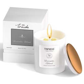 TRINIDa Aromatherapy Candle - Non-Toxic Soy Wax Candle with Citrine Crystal, Lavender Blend Essential Oil for Stress Relief, Long-Lasting, Natural & Organic, Candle Gift for Women, Ideal Home Candle