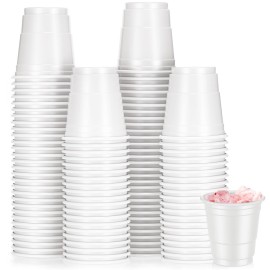 Roshtia 100 Pack 2 oz Christmas Plastic Shot Cups, Mini Disposable Shot Glasses 2 oz Party Cups for Wedding Christmas Winter Party, Beer Taste Serving, Snacks(White)