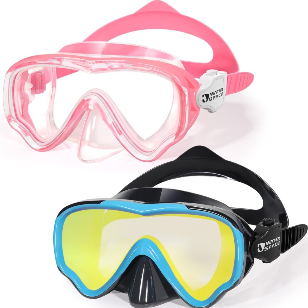 Water Space 2 Pack Swim Goggles Swimming Goggles for Kids Youth Girls Boys Aged 3-6 4-7 6-14, Anti-fog Waterproof Panoramic View Anti-UV Clear Wide Vision, Toddler Swimming Mirrored Goggles No Leak