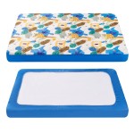 TILLYOU Pack and Play Sheet - Soft Quilted Crib Cover Pad, Toddlers Mattress Protector with 1\'\'-3\'\' Deep Pocket, Thick Play Yard Playpen Sheets, Crib Mattress Pad 39x27, Animal Geometry