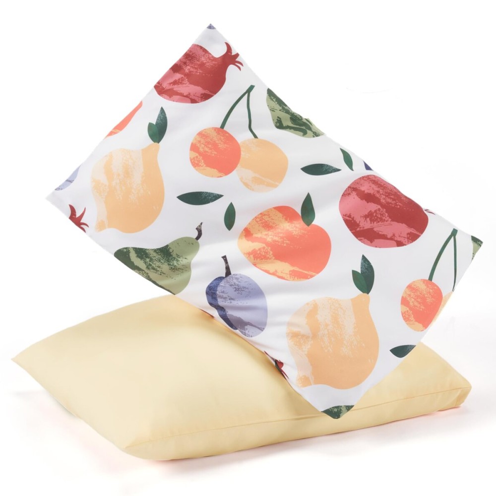 TILLYOU Toddler Pillowcases 13 x 18 Travel Pillow Case 2 Pack, Kids Pillowcases Machine Washable with Envelope Closure, Fruit Shadow & Orangish