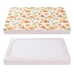 TILLYOU Pack and Play Sheet - Soft Quilted Crib Cover Pad, Toddlers Mattress Protector with 1\'\'-3\'\' Deep Pocket, Thick Play Yard Playpen Sheets, Crib Mattress Pad, 39x27, Orange Flavour