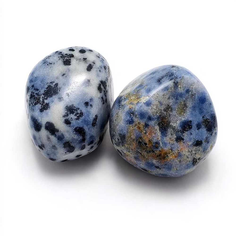Polished Blue Spot Jasper Crystal Stones - 2 Pcs of 1.2 Worry Stone for Anxiety, Pocket Palm Stone Super Large Handpicked Natural Tumbled Gemstones for Meditation, Reiki, Chakra Healing, Home Decor