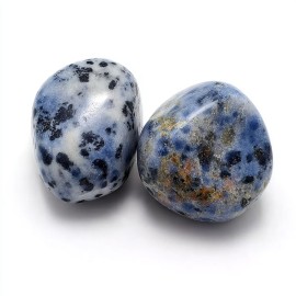 Polished Blue Spot Jasper Crystal Stones - 2 Pcs of 1.2 Worry Stone for Anxiety, Pocket Palm Stone Super Large Handpicked Natural Tumbled Gemstones for Meditation, Reiki, Chakra Healing, Home Decor