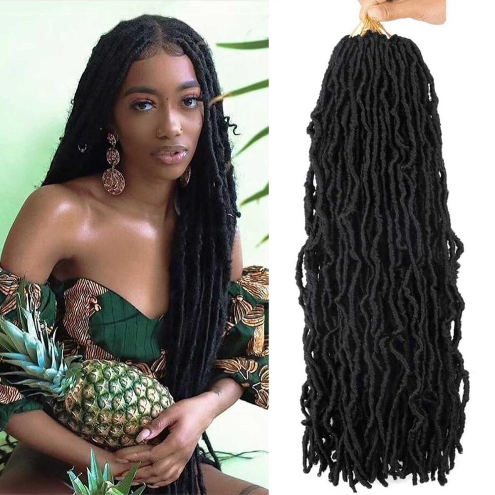 8 Packs Soft Locs Crochet Hair Pre Looped 24 Inch Faux Locs Crochet Braids for Butterfly Locs Synthetic Hair For Black Women (1B, 24 Inch (Pack of 8))