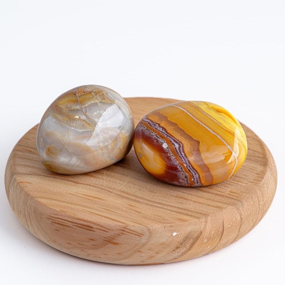 Polished Crazy Lace Agate Crystal Stones - 2 Pcs of 1.2 Worry Stone for Anxiety, Pocket Palm Stone Super Large Handpicked Natural Tumbled Gemstones for Meditation, Reiki, Chakra Healing, Home Decor