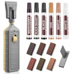 Laminate Floor Repair Kit with Heat Pen,Linoleum Repair Hard Wax 12 Color Wood Vinyl Floor Furniture Repair Kit Touch Up Marker Cover Scratches, Stains, Cracks, Holes for Door, Cabinet, Table