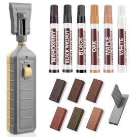 Laminate Floor Repair Kit with Heat Pen,Linoleum Repair Hard Wax 12 Color Wood Vinyl Floor Furniture Repair Kit Touch Up Marker Cover Scratches, Stains, Cracks, Holes for Door, Cabinet, Table