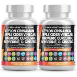 Clean Nutraceuticals Ceylon Cinnamon Capsules + Berberine Turmeric Apple Cider Vinegar Ginseng Bitter Melon Gymnema Milk Thistle Fenugreek Supplement (60 Count (Pack of 2))