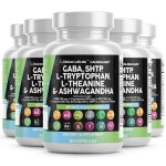 Clean Nutraceuticals GABA 750mg 5 HTP 200mg L Tryptophan 500mg L Theanine 200mg Ashwagandha SAM-e L-Glycine - Mood Support Vitamins for Women and Men with L-Tyrosine (90 Count (Pack of 5))