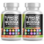 Turmeric Moringa Supplement | Ginger Boswellia Saffron - Supplement for Women and Men with Ceylon Cinnamon, Tart Cherry, Quercetin Garlic Nettle Holy Basil - 2Pack