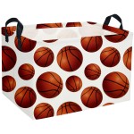 Essme Rectangular Basketball Baskets Boys Storage Box, Kids Storage Bins Organizer with Handles for Room Decor, Shelf Basket.(Basketball Basket)