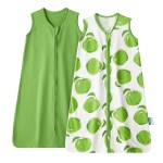 TILLYOU 2 Pack Baby Sleep Sack 12-18 Months 100% Cotton Wearable Blanket 0.5 TOG Sleeveless Summer Sleep Sacks with 2-Way Zipper, Green Apple & Fruit Green