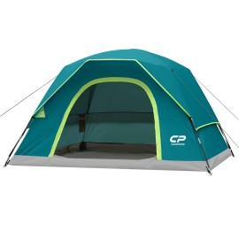 CAMPROS CP 4 Person Tent, Dome Tents for Camping with Rainfly, Waterproof Camping Tent Easy Set Up, Portable Family Tent with Large Mesh Window & Carry Bag for Outdoor Hiking