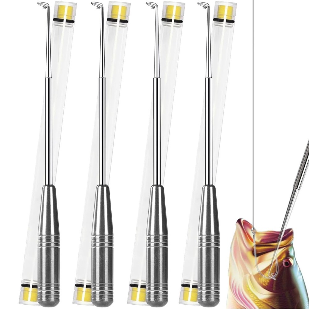 Fish Hook Remover Tool, Fishing Hook Quick Removal Descending Device, Fishing Gear Security Equipment Kits for Adult, Hook Extractor Accessories Detacher Tools with 4PCS Storage Tube