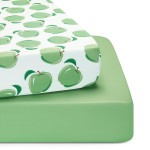 TILLYOU Baby Crib Sheets for Boys Girls, Super Soft Toddler Bed Sheets, 2 Pack Sheets for Standard Crib Mattress 28x52in, Green Apple