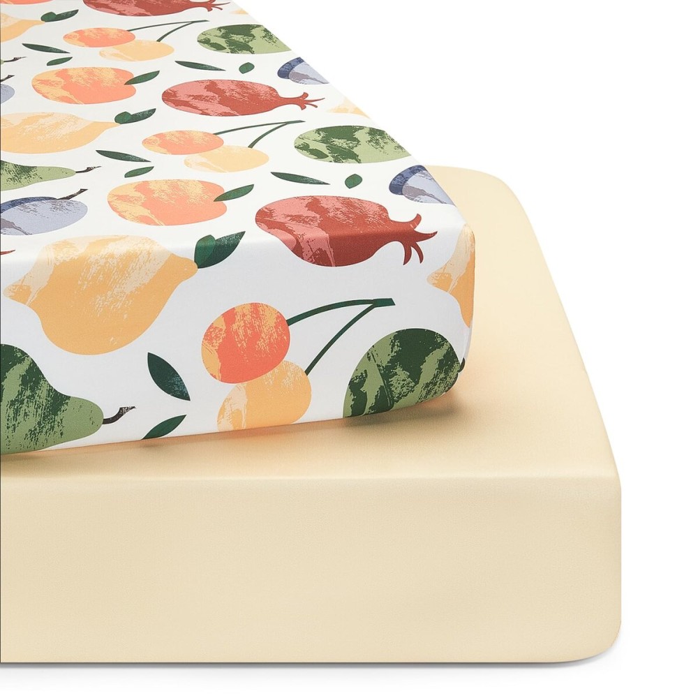 TILLYOU Baby Crib Sheets for Boys Girls, Super Soft Toddler Bed Sheets, 2 Pack Sheets for Standard Crib Mattress 28x52in, Fruit Shadow