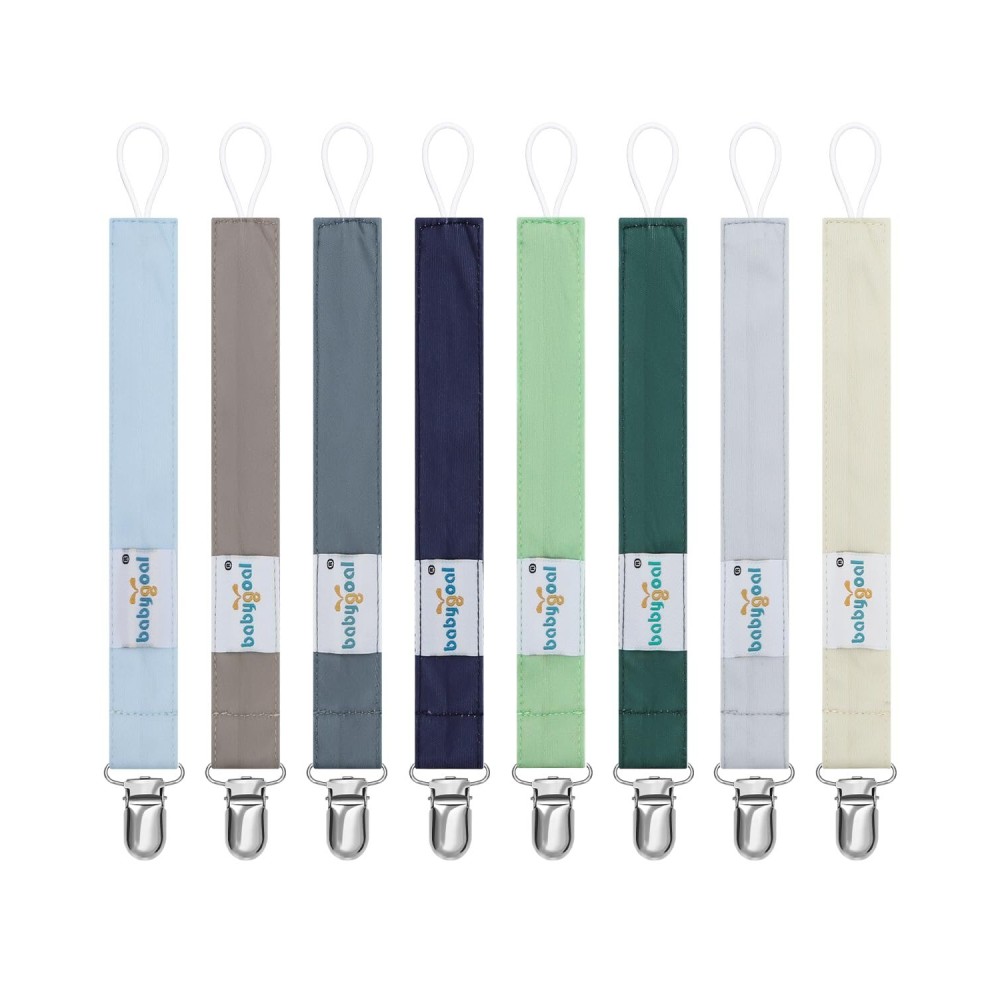 babygoal Baby Neutral Pacifier Clips, 8 Pack Binky Paci Holder Clips for Baby Boys and Girls Fits Most Pacifiers and Binkies 8MP41-B