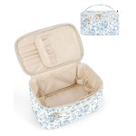 Wandering Nature Makeup Bag, Travel Make Up Organizer Cosmetic Brush Bags Case for Women in Quilted Fabric, Blue Flower, Patent Pending