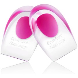 Heel Cups for Achilles Tendonitis & Plantar Fasciitis - 2 Pack Gel Shoe Inserts for Heel Pain Relief, Arch Support, for Women & Men