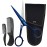 Ontaki Facial Hair Scissors - 5 Inch, Midnight Blue - High-Carbon German Steel Grooming Scissors for Beard & Mustache with Mustache Comb, Beard Comb & Leather Pouch