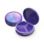 Serfeymi Small Pill Box - 3 Compartments Portable Pill Box for Purse Pocket, Compact Mini Travel Pill Case - Suitable for Medicine, Vitamin, Fish Oil, Supplements - Purple(Marble)