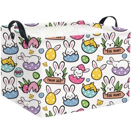 HIYAGON Rectangular Easter Gift Basket Kids Storage Organizer Bins Bedroom(Cartoon Easter Bunny)