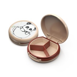 Serfeymi Small Pill Box - 3 Compartments Portable Pill Box for Purse Pocket, Compact Mini Travel Pill Case - Suitable for Medicine, Vitamin, Fish Oil, Supplements - White(Panda)