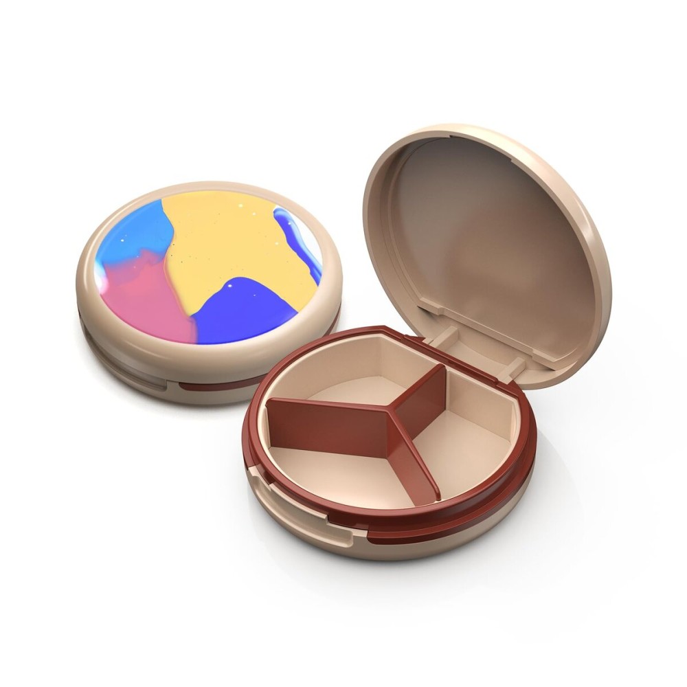 Serfeymi Small Pill Box - 3 Compartments Portable Pill Box for Purse Pocket, Compact Mini Travel Pill Case - Suitable for Medicine, Vitamin, Fish Oil, Supplements - White(Color)