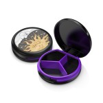 Serfeymi Small Pill Box - 3 Compartments Portable Pill Box for Purse Pocket, Compact Mini Travel Pill Case - Suitable for Medicine, Vitamin, Fish Oil, Supplements - Black(Celestial Balance)