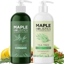 Shampoo and Conditioner for Oily Hair and Scalp - Sulfate and Paraben Free Shampoo and Conditioner Set for Oily Hair with Deep Cleansing Tea Tree Oil - Vegan Color Safe & Cruelty Free (16 Fl Oz)