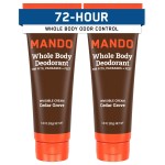 Mando Whole Body Deodorant For Men - Invisible Cream - 72 Hour Odor Control - Aluminum Free, Baking Soda Free, Skin Safe - 3 Ounce Tube (Pack of 2) - Cedar Grove