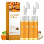 HOYGI Turmeric Face Wash with Brush, Turmeric Foaming Facial Cleanser for All Skin Types, 3.38 Fl Oz/pcs, 2 Pack