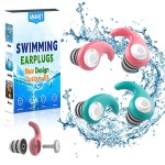 Waterproof Swimming Ear Plugs for Adults - 2 Pairs of Reusable Soft Silicone Swim Earplugs,Perfect for Surfing, Diving,Pool,Showering and Other Water Sports - Keep Water Out and Ear Protection