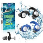 Waterproof Swimming Ear Plugs for Adults - 2 Pairs of Reusable Soft Silicone Swim Earplugs,Perfect for Surfing, Diving,Pool,Showering and Other Water Sports - Keep Water Out and Ear Protection