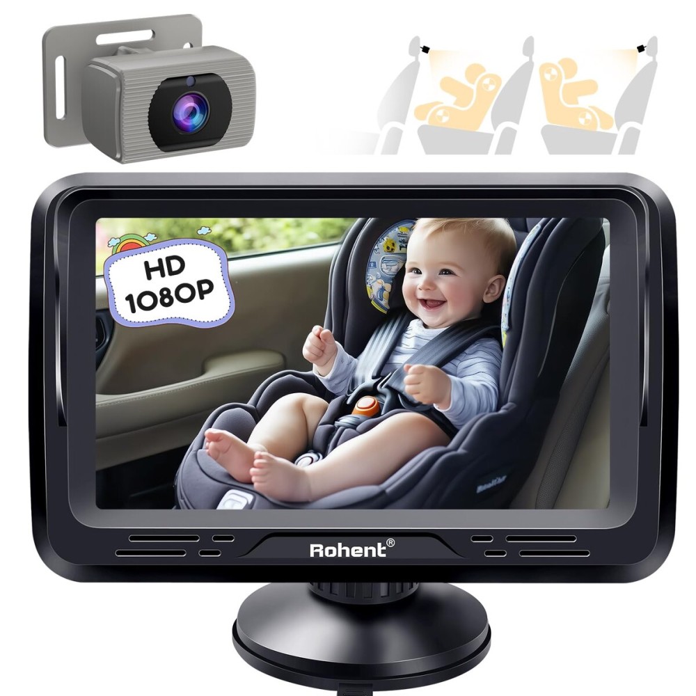 Rohent Baby Car Camera for Rear Facing Infant - 1080P HD, Easy Installation, 360 Adjustable, Night Vision, 150 Wide-Angle Lens, Perfect Match for Car Interiors, Ideal for Parents, Grandparents