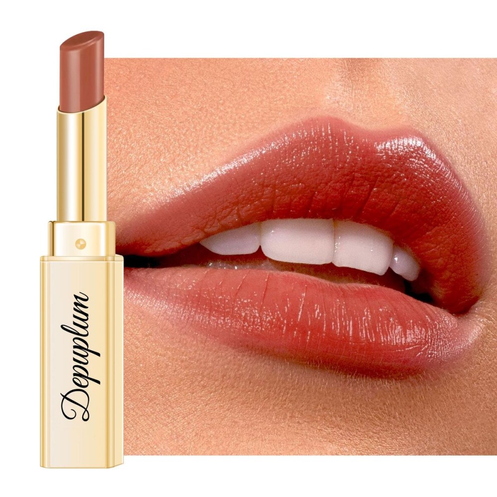 Depuplum Brown Nude Lipstick for Women Hydrate Lipstick Glossy Moisture Lip Gloss Sheer-Medium Coverage Long Lasting Lipsticks for Dry Lips, DM103 Milk Tea